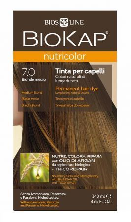 BIOKAP NUTRICOLOR 7.0 Farba do włosów kolor Naturalny Średni Blond 140 ml