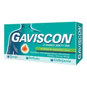 Gaviscon o smaku mięty tabletki do rozgryzania i żucia   24 tabletek