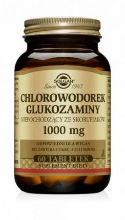 SOLGAR Chlorowodorek Glukozaminy 1000mg  60 tabletek data