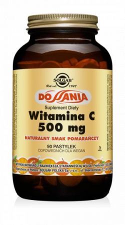SOLGAR Witamina C 500 mg smak pomarańczowy 90 pastylek