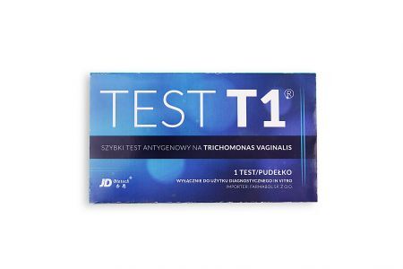 TEST T1 - test antygenowy wykrywający zakażenie Trichomonas vaginalis (=rzęsistek pochwowy) wywołującym rzęsistkowicę.